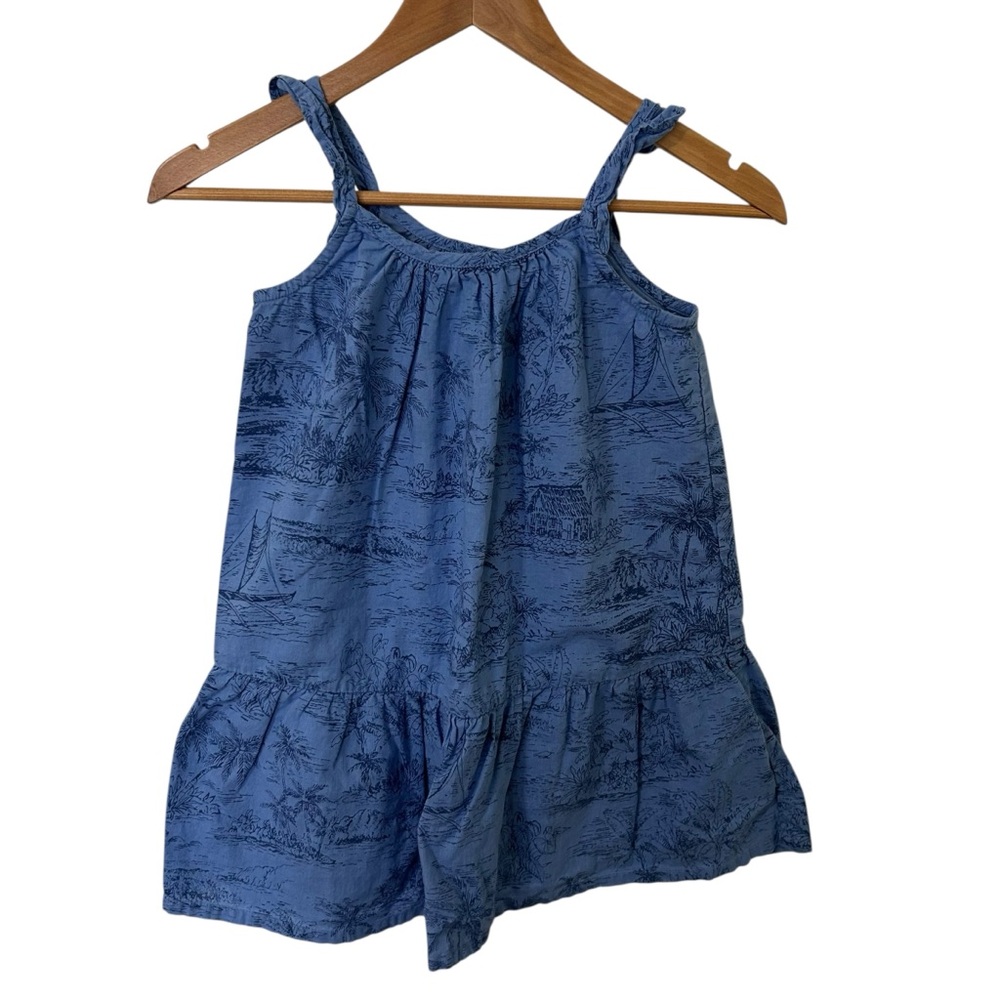 GAP Girls Blue Tropical Printed Sundress with Knotted Straps Size Small (6-7)